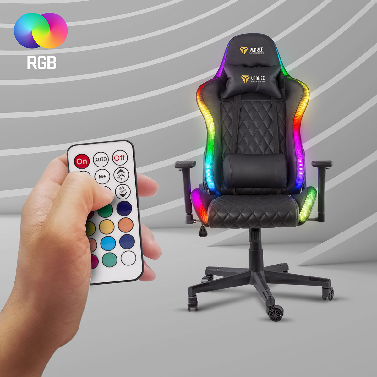 Erős RGB háttérvilágítás, távirányítóval állítható